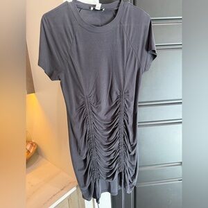 Topshop Charcoal Ruched Short Sleeve Tee